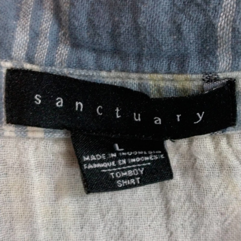 Sanctuary Cotton Plaid Tomboy Button Down Shirt Large - Picture 5 of 6